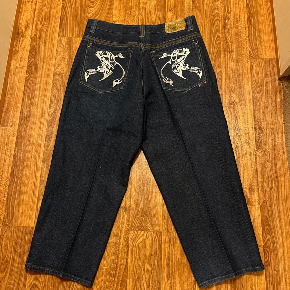 Coogi Jeans Men W40 L34 Dark Wash Embroidered Pocket Baggy Fit‎